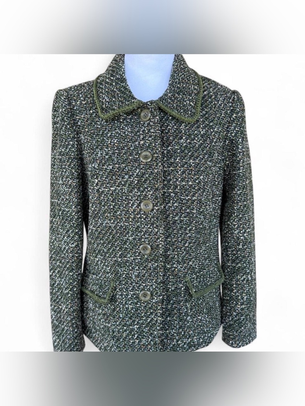 Appleseed’s Olive Green Tweed Blazer 8P NWOT Academia Preppy